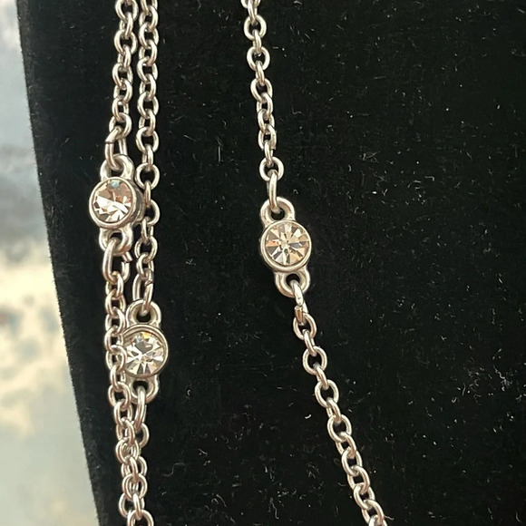 Bundle 3 Express Necklaces silver rose gold tone rhinestones pendants long chain - Picture 8 of 16